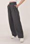 Women's Anthracite High Waist Linen Palazzo Trousers - 4