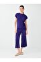 Purple Round Neck Tie Detail Short Sleeve Blouse - 2