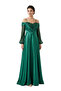 Sequin Bustier Balloon Sleeve Satin Evening Dress