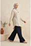 Elastic Waist Textured Knitted Trousers 0740-04 Navy Blue - 2