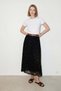 Flocked Tulle Belt Detailed Long Skirt for Women