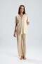 Women's Milan Fabric Buttoned Collar Patterned Short Sleeve Long Pants Pajama Set - 3