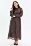 Long dress with belt detail and ruffles