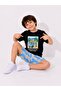 Boys' Summer Vibes Printed Black T-Shirt and Summer Shorts Set - 4