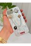 iPhone 16E / 17E Stone Case with Pearl Necklace Detail, Marbling Effect 3D Heart and Motif Charm Cover - 7