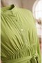Hakim Collar Elastic Waist Hijab Dress 0326-05 Pistachio Green - 3