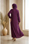 Ruffle Detailed Elastic Sleeves Hijab Dress 0560-01 Plum - 5