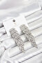 Silver Color Zircon Stone Ivy Leaf Model Women's Evening Dress Earrings - - 2