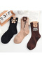Cute Women's Ribbed Socks Set with 3 Plush Teddy Bears and Flower Figures - 5