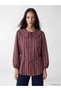 Ozmarka New Season Burgundy Plaid Modal Blended Women's Shirt Tunic