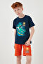 Cotton Regular Fit Crew Neck Shorts Top and Bottom Set Boy's Suit6212019 - 3
