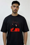 J Hope_1 Design Printed Oversize Black T-Shirt