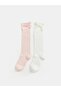 Girls' Knee Socks with Bow, 2-Pack (S6)