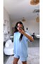 Baby Blue Oversize Modal Tshirt with Small Side Slits - 2