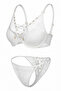 Vespera Lucien - Ecru, Lace and Lacing Embellished Bra and Panty Set