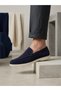 Navy Blue Suede Genuine Leather Thermo Sole Loafer Men's Casual Shoes Tge230402 - 2