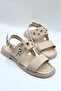 Gold Accessory Detailed Daily Comfortable Women's Sandals Beige (32) - 6