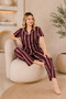 Mirano 4868 Digital Printing Fabric Buttoned Short Sleeve Striped Women's Pajamas Set - 3