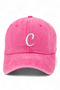 Pink Embroidered Washable Vintage Unisex Hat with Letter C