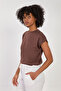 Women's Low Sleeve Basic T-Shirt - Brown