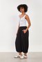 Women's Drawstring Waist and Cuff Shalwar Trousers - Black - 2