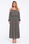 Women's Large Size Black, Rope Strap, Off Shoulder, Waist Elastic Detailed, Floral Pattern Dress 65N39568 - 4