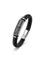 Black Leather Men's Bracelet with Knight's Sword Motif – Steel Lock - 5