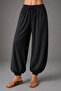 Women's Black Modal Fabric Flowy Shalwar Trousers - 3
