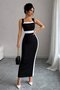Women's Strappy Geometric Collar Ribbon Detailed Long Diver Dress Summer Stylish Dress - 3