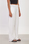 Women's elastic waist frayed wide leg pants - white - 4