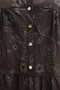 Elastic Sleeves, Half Button, Jacquard Printed Piece Dress - Brown - 7