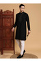Mens Thread & Mirror Work Modal Silk Kurta Set - 4