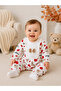 Baby Girl Cotton Printed Long Sleeve Ruffle Detailed Heart Patterned Baby Romper - 3