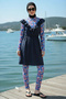 2-Piece Set (with Bonnet Gift) Ruffled Collar, Detailed Waist Gathering, Burkini Hijab Swimsuit D48 - 2