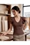 Front and Back V-Shoulder Ruffled Knitwear Blouse - 2