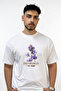 تي شيرت أبيض كبير الحجم مطبوع بتصميم Bluebonnet