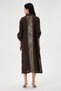 Brown Italian 100% Linen Fold-Over Short Sleeve Linen Shirt Dress with Sequin Detail on the Pocket and Back, Size 38 - 42 - 4