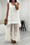 100% Cotton Ecru Two-Piece Embroidered Dress M39810 - 6