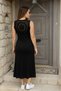 Women's Strap Round Neck Side Slit Viscose Dress with Lace Detail on the Back - 7