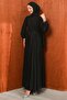 Black Collar Detailed Waist Belted Evening Dress - 4
