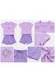 Girl's T-Shirt with Embroidered Beads, Lilac Color T-Shirt and Shorts Set with Embroidered Beads - 3