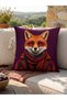 Decorative Cushion Cover with Purple Background and Animal Portrait 43X43 cm Bohemian Modern Decor - 6