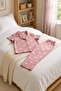 Children's Heart Patterned Short Sleeve Buttoned Pajama Set – Soft Textured Comfortable Loungewear - 2