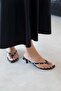 Ruiz Women's Heeled Flip-Flop Satin Sandals Black Polka Dot - 2