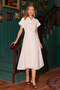 Embroidered Detailed Belted Midi Dress