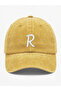 Yellow Embroidered Washable Vintage Unisex Hat with Letter R