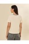 Women Ivory Printed Rib Neck T-Shirt - 3