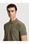 Khaki Slim Fit Zippered Polo Collar T-Shirt 50327860-Vr027 - 2