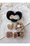 5-Piece Special 3D Knitted Hairpiece Brown Bohemian Hairless Baby Buckle Set - Polka Dot Bow Strawberry Snap Buckle - 5