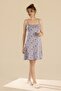 Women's Viscose Colorful Floral Printed Thin Strap Home Dress 9310 Blue - 2